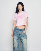 25FW WOMAN ミラーACベアクロップ半袖Tシャツ ライトピンク
