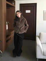 Foaming High Neck Poggle Fur Hooded Jacket (3c)