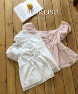 #PR Chiffon シャーリング半袖ブラウス (3color)