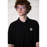 BUTTON FLOWER PK POLO SHIRT / BLACK