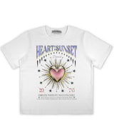 ハートサンセットグラフィックTシャツ_ホワイト(ブルー)