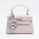 Pink Star Detail Mini Kelly Bag Top Handle Crossbody Shoulder Bag
