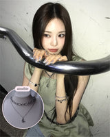 [Baby Monster Rora Necklace] Balletcore Moon Layered Necklace (Surgical Steel)