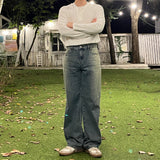 Side Brush Wash Wide Denim Pants
