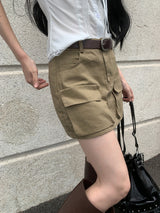  Field Cargo Pocket Mini Skirt & Belt SET (4 colors)