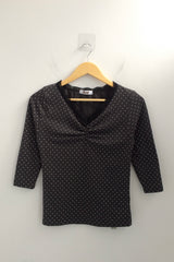 Lace V-Shirring Dot Top