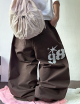 HIGH QUALITY🐣 ティーンエイジャータトゥーレタリングコットンワイドパンツワイドバルーンロングパンツ  - 5 COLORS