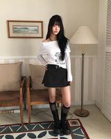 ベランシャーリングオフショルダーロングスリーブTシャツ