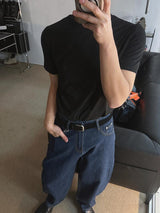Shoulder Pad Short Sleeve T Shirt (2color)