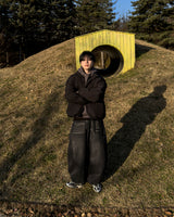 Urban crop high-neck fleece hoodie