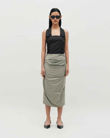 Draped Long Skirt _ GREY