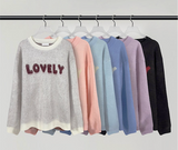 Mona Lovely Lettering Embroidery Loose Fit Round Knit