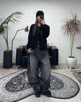 Luton Drawing Flower Denim Pants