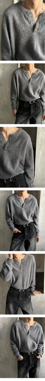 【PREMIUM】【MADE】アンゴラヘアヘンリーネックニット(3カラー)