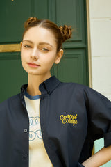 Yellow Dream Star Soft Navy Short-Sleeved Shirt [Unisex]