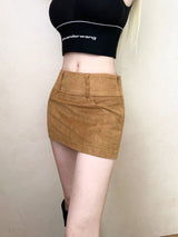 1386. Suede low pocket mini sk (2color)