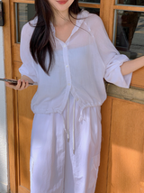 Rare Summer String Hood Blouse, Shirt (5color)