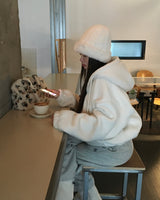 [BELLIDE MADE] Puppy, two-way bore fleece zip-up hoodie