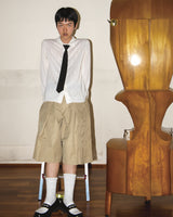 PLEATED  BERMUDA SHORTS -  BEIGE