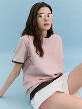 NUBASIC スタンダードラウンドネックTシャツ インディピンク