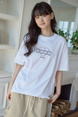 26SS★ Cat's Heart Chain Embroidery Short Sleeve Tee