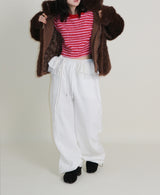 Rachel Two-Belt Detail Short Length Fur Jacket (Lining Quilted)