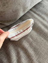Twin stripe flat pouch - brown , S size