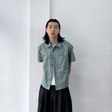 Vertical Textured Short Shirt