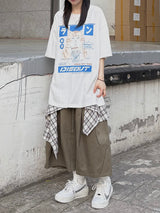 check layered cotton shorts