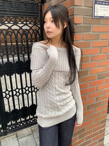 SS フラットオフショルダーニット