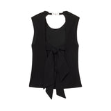 [ULKIN] Backless Double Ribbon Top_Black
