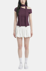 Rina Scarf Neck Ribbed Top