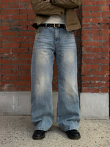 Pure straight denim pants