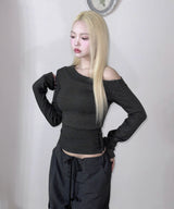 Button One Off-Shoulder Top (3colors)