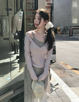 薄手フラワースクエアスリーブレストップス
