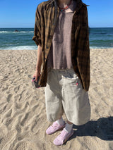 checkered short-sleeved shirt