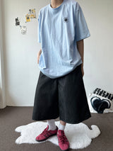 Teki Check Pocket Wide Denim Bermuda Shorts 2color