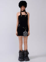 Fluffy Tambourine Chain Bag - Grey Leopard