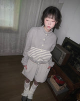 (2color) Waffle Stripe High Neck Bomber Cardigan