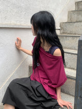 Lanka Two-Way Shoulder Loose Fit Short Sleeve Tee