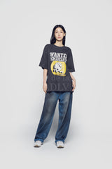 24FW WANTED RABBIT ARTWORK SHORT SLEEVE T-SHIRT CHARCOAL