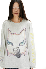 ペットカレッジプリント長袖Tシャツ