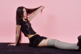 LACE GATER FRILL SKIRT [BLACK]