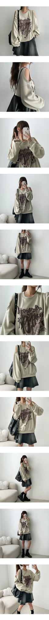 Needen Lettering Shoulder Slit Sweatshirt (4 colors)