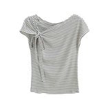 Noel Asym Stripe Ribbon Top