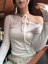 One-shoulder Ribbon Tee