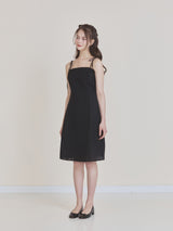 レースフリルミディドレス (Black)