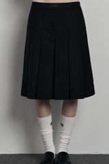 [mnem]ループプリーツミディスカート (black)