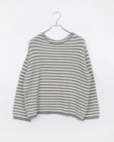 Zuri Stripe Pattern Round Neck Loose Fit Long Sleeve Knit