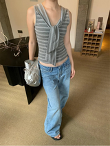Gray Stripe Strap Sleeveless T-shirt